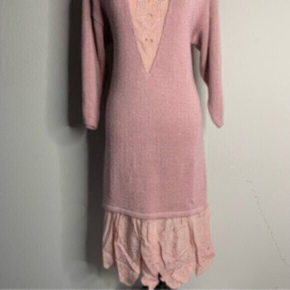 My Michelle Vintage Pink Knit Long Sleeve Midi Sweater Dress - Picture 5 of 16